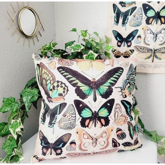 Pillow Case/Cushion Cover & Wall tapestry Botanical SET Butterflies Monarch Boho - Picture 2 of 16